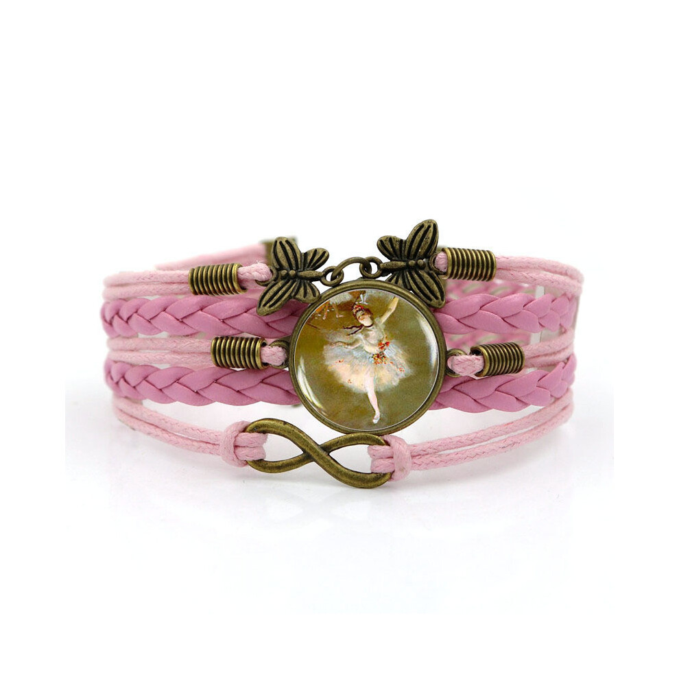 (Pink)Bracelet design ballerine féminine pour femme bijou vintage tissé à l'infini main