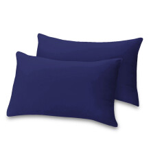 (Pack of 2, Navy Plain) Pack of 2,4,6 Plain Stripe & Satin Silk Pillowcases Luxury Soft Hotel Quality Anti Allergic Pillow Covers
