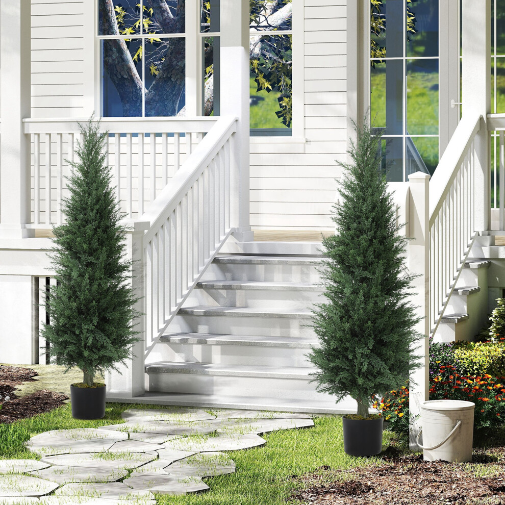 Homcom (M) Set Of 2 Decorative Artificial Plant, Fake Plants For Home Decor