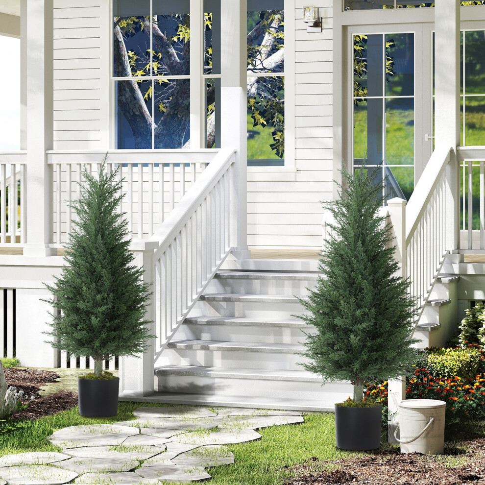 Homcom (S) Set Of 2 Decorative Artificial Plant, Fake Plants For Home Decor