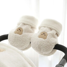 Gants de poussette coréens (ours en peluche) pour bébé, en polaire épaisse et imperméable, pour l'hiver,