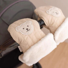 Gants de poussette coréens (ours beige) pour bébé, en polaire épaisse et imperméable, pour l'hiver,