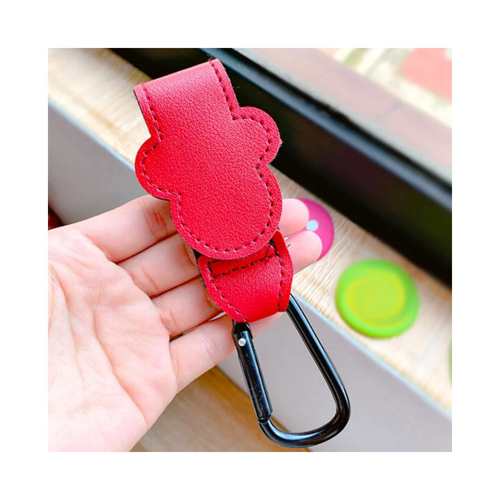 (Rouge) Nouveau dessin animé PU cuir bébé sac poussette crochet rotatif chariot organisateur landau
