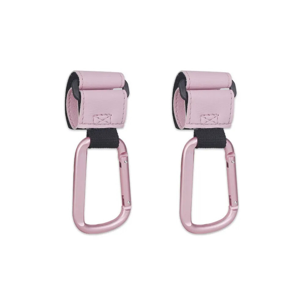 (rose 2 pièces) Crochets de poussette pour bébé Clips en cuir PU Organisateur de chariot rotatif Crochet