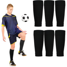 3 Pairs Football Sock Sleeves, Elastic Black Pre Cut Football Sleeve Socks