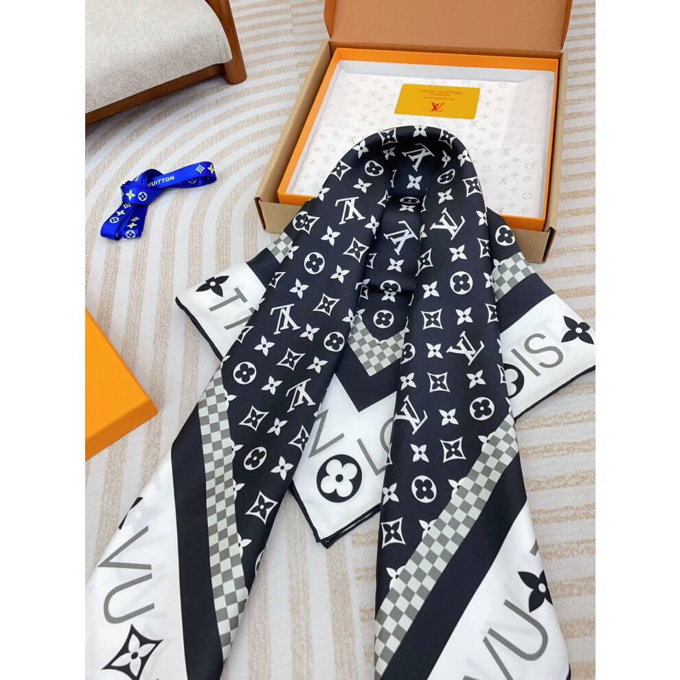 Louis Vuitton Fashionable Women'S Silk Scarves, Summer Silk Scarf, Lightweight Printed Shawls, Gift For Women（Size:90x90Cm）