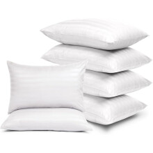 (Pack of 6, White Stripe ) Pack of 2,4,6 Plain Stripe & Satin Silk Pillowcases Luxury Soft Hotel Quality Anti Allergic Pillow Covers