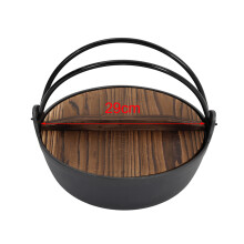 Garden Sanctuary 4L Camping Cast Iron Pot with Wooden Lid