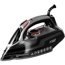 Russell Hobbs Steam Iron [3100W, 210 g/min extra steam boost, 70 g/min steam] Power Steam (350ml, ceramic soleplate, se