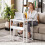 Homcom (White) HOMCOM 63 cm Foldable Computer Desk on Wheels for Small Spaces 7