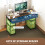 Homcom (Brown) HOMCOM Computer Writing Desk with Power Outlets, Drawers, Shelves 4