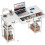 Homcom (White) HOMCOM Computer Writing Desk with Power Outlets, Drawers, Shelves 2