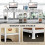 Homcom (White) HOMCOM Computer Writing Desk with Power Outlets, Drawers, Shelves 7