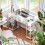 Homcom (White) HOMCOM Computer Writing Desk with Power Outlets, Drawers, Shelves 1