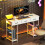 Homcom (White) HOMCOM Computer Writing Desk with Power Outlets, Drawers, Shelves 9