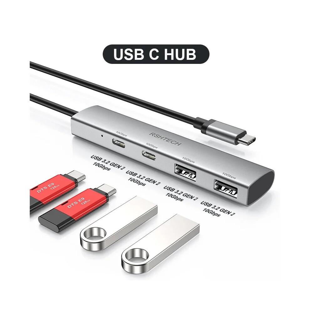 (RX05) Hub USB C Hub USB 3.1/3.2 Gen2 10 Gbit/s Répartiteur USB C 4 ports Adaptateur USB Type C vers