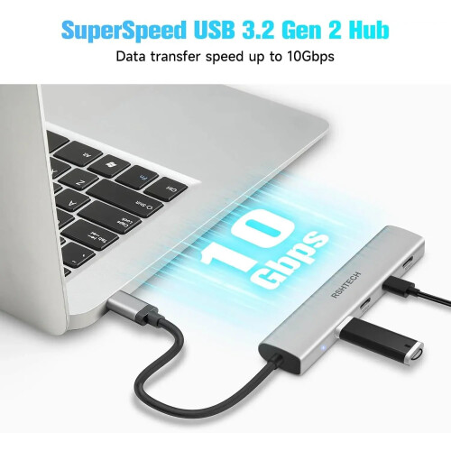 (RX04)USB C Hub USB 3.1/3.2 Gen2 Hub 10Gbps 4-Port USB C Splitter Φορητό αλουμίνιο USB 2