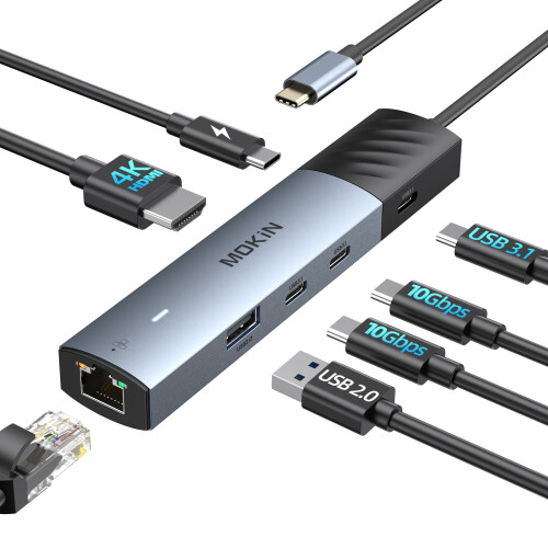 (7 σε 1 (HDMI 10 Gbps) 10 Gbps USB C Hub Τύπου C σε 4K60Hz Προσαρμογέας HDMI, 3USB