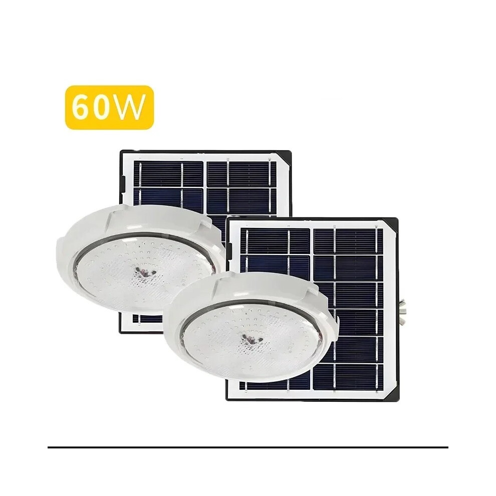 (60Wx2) Lampes solaires d'intérieur pour plafond, maison, extérieur, jardin, panneau lumineux, luminaire