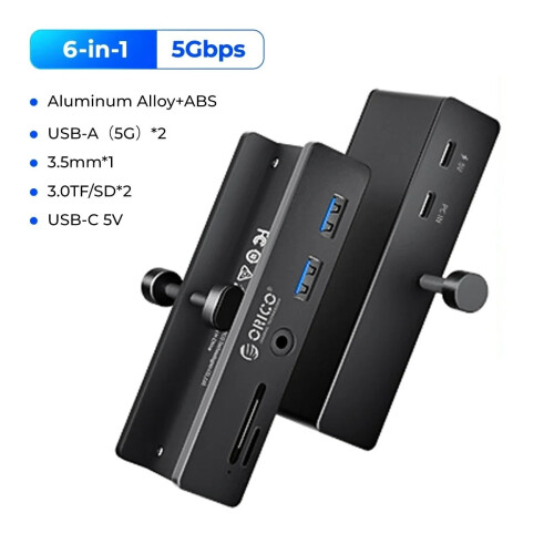(6-σε-1 5Gbps BK)USB 3.0 HUB με τροφοδοτικό USB3.0 Splitter Προσαρμογέας Clip-type