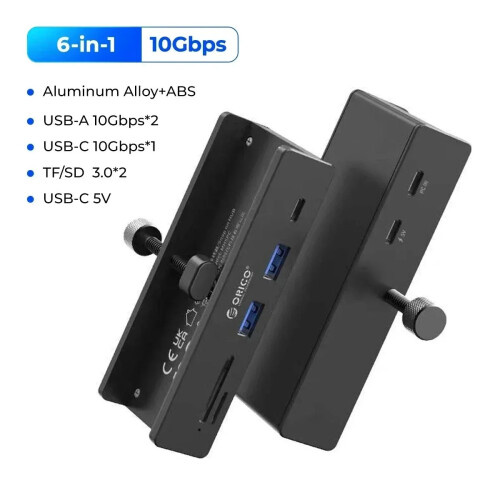 (6 σε 1 10 Gbps BK) USB 3.0 HUB με τροφοδοτικό Προσαρμογέας διαχωριστή