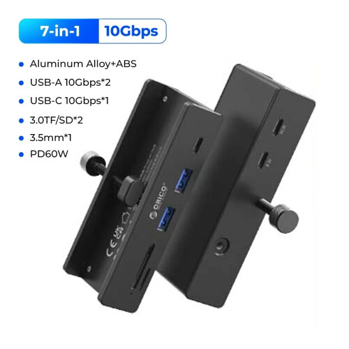 (7-σε-1 10Gbps BK)USB HUB με ισχύ Super High Speed Expansion USB 3.2 Μετάδοση 10GBPS