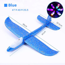 (48 cm blu LED1) Grande aliante in schiuma con LED da lancio a mano Aerei in bolla EPP leggeri Aerei