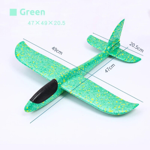 (48 cm πράσινο) Big Foam Plane Glider with Hand Throw LED Light Airplane EPP Bubble Planes Outdoor