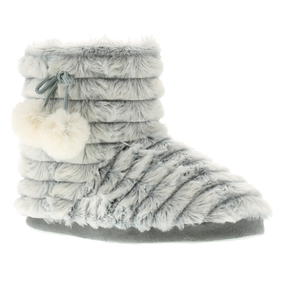 (6 (Adults')) Moonlights Roxanne Womens Ladies Slipper Boots Grey UK Size