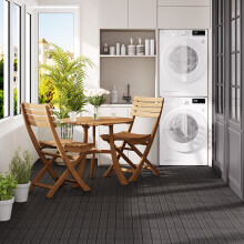 Garden Sanctuary 11Pcs Wood Effect Composite Decking Tiles, Dark Gray