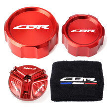 (4-teiliges Set rot) für Honda CBR 1000RR 1000 RR 2005–2018, Motorrad-Öleinfülldeckel, Hauptzylinder-Bremsflüssigkeitsbehälter-Abdeckung