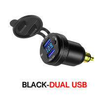 Schwarz: Aluminium-DIN-Hella USB-Dualladegerät fürs BMW Motorrad – QC3.0, USB-C PD, LED-Voltmeter, wasserdicht