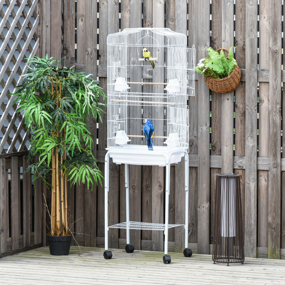 PawHut Bird Cage 153cm for Canary Finch Budgerigar W/ Tray Stand Wheels White