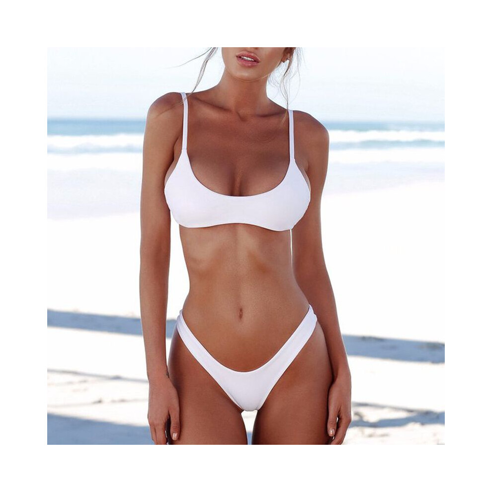 (White,XL)Ensemble bikini sexy femme maillot de bain soutien gorge rembourré string maillot de bain maillot de plage maillot de bain