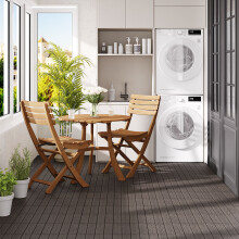 Garden Sanctuary 11Pcs Wood Effect Composite Decking Tile, Dark Coffee
