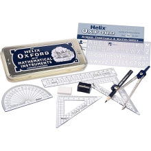 Helix Oxford 10-Piece Maths Set Geometry Tools with Storage Tin