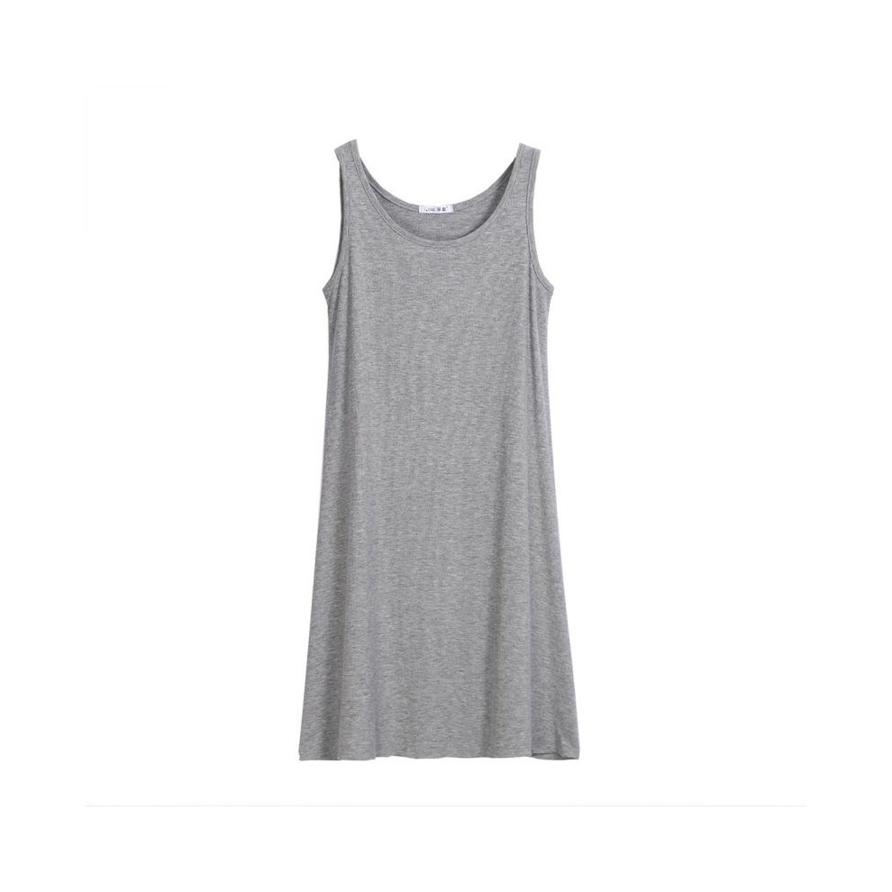 (Gray,XL)Tunique longue sans manches pour femme robe longue midi causale ample maxi robes débardeurs