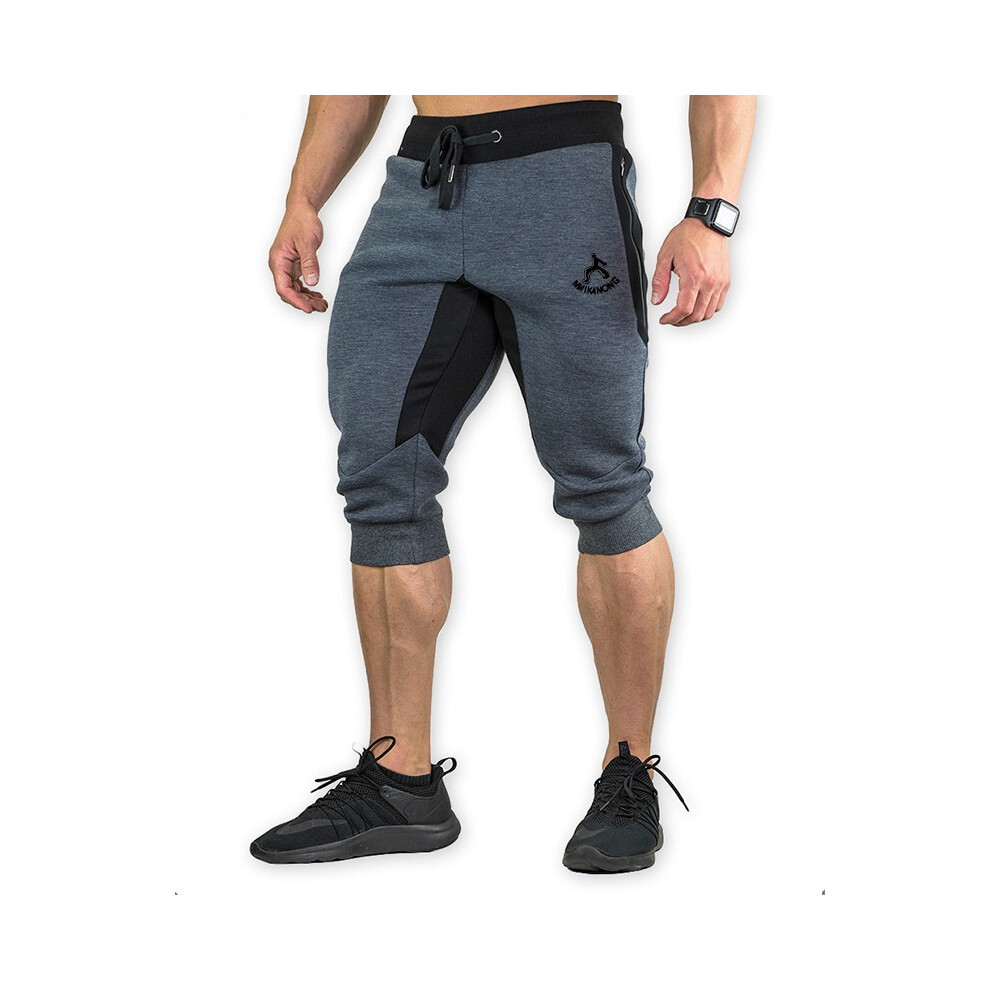 (Gray,XXL)Pantalon court décontracté homme coton gym fitness jogging course sport porter short