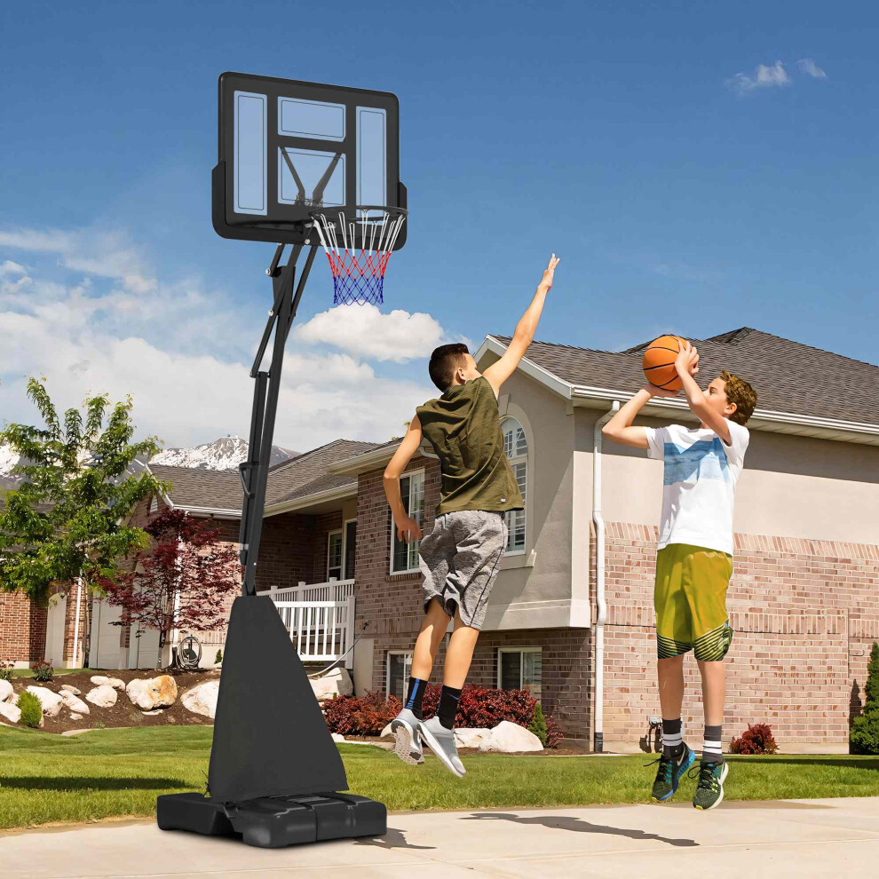 SPORTNOW 2.45-3.05m Portable Basketball Hoop and Stand with Wheels, Black
