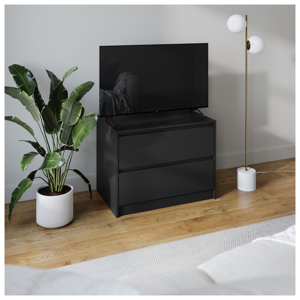 Urbn Living (Black) 2 Drawer Chest Dresser Sideboard Storage Cabinet Unit W/ Adjustable Feet