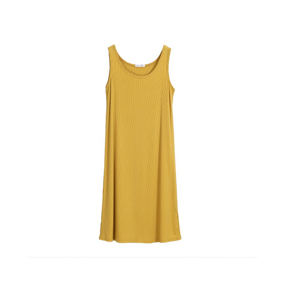 (Yellow,XL)Tunique longue sans manches pour femme robe longue midi causale ample maxi robes débardeurs