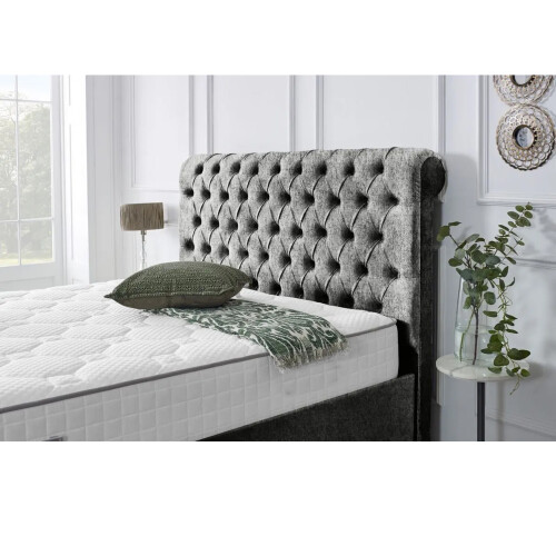 Snugg Furniture (Double 4Ft Silver) Berlin Upholstered Bed Chenille Fabric 2