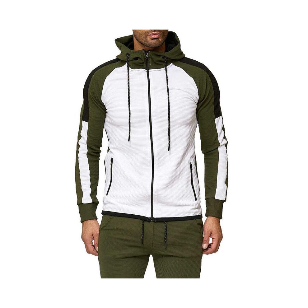 (White+Green Tops,4XL)Survêtement homme jogging sweat à capuche manteau veste pantalon sport sweat costume ensemble
