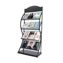 Four Layers Magazine Display Rack Newspaper Storage Stand Letter Organiser Shelves Black