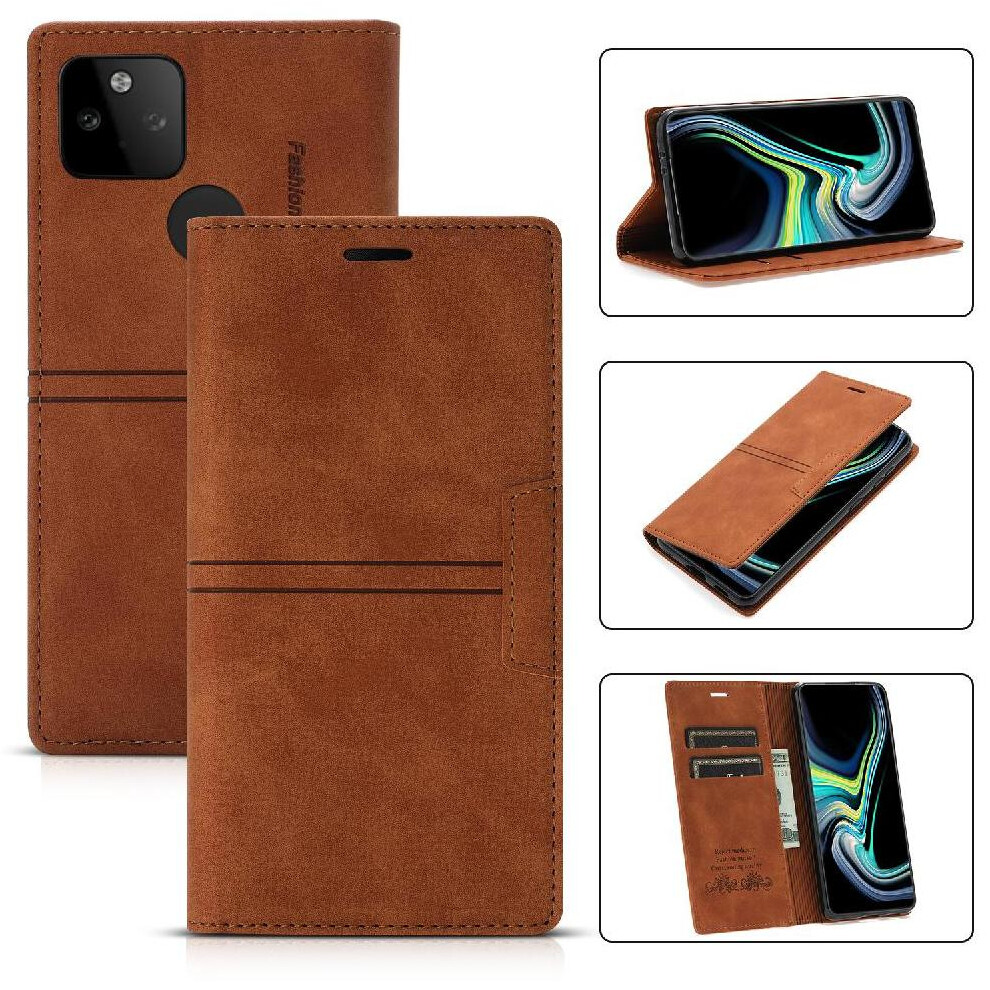 (Brown) Wallet Case For Google Pixel 4A 5G Card Holder Protective Cover Pu Leather Kickstand Magnetic Closure Brown 764544230834