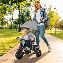 HOMCOM 6 in 1 Kids Trike, Stroller with Parent Handle, Grey