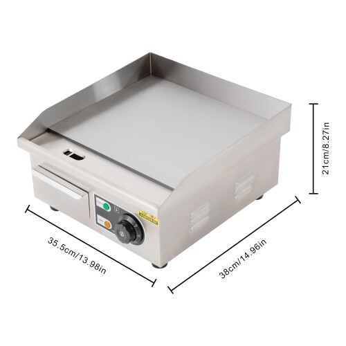 14" 2000w Electric Griddle Teppanyaki Grill Adjusted Within 122°F-572°F 1