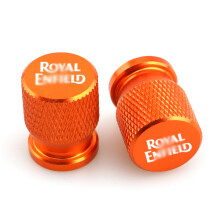 Bouchons de valve de pneu de moto (orange) pour Royal Enfield Bullet/Meteor/Classic 350 500 Interceptor