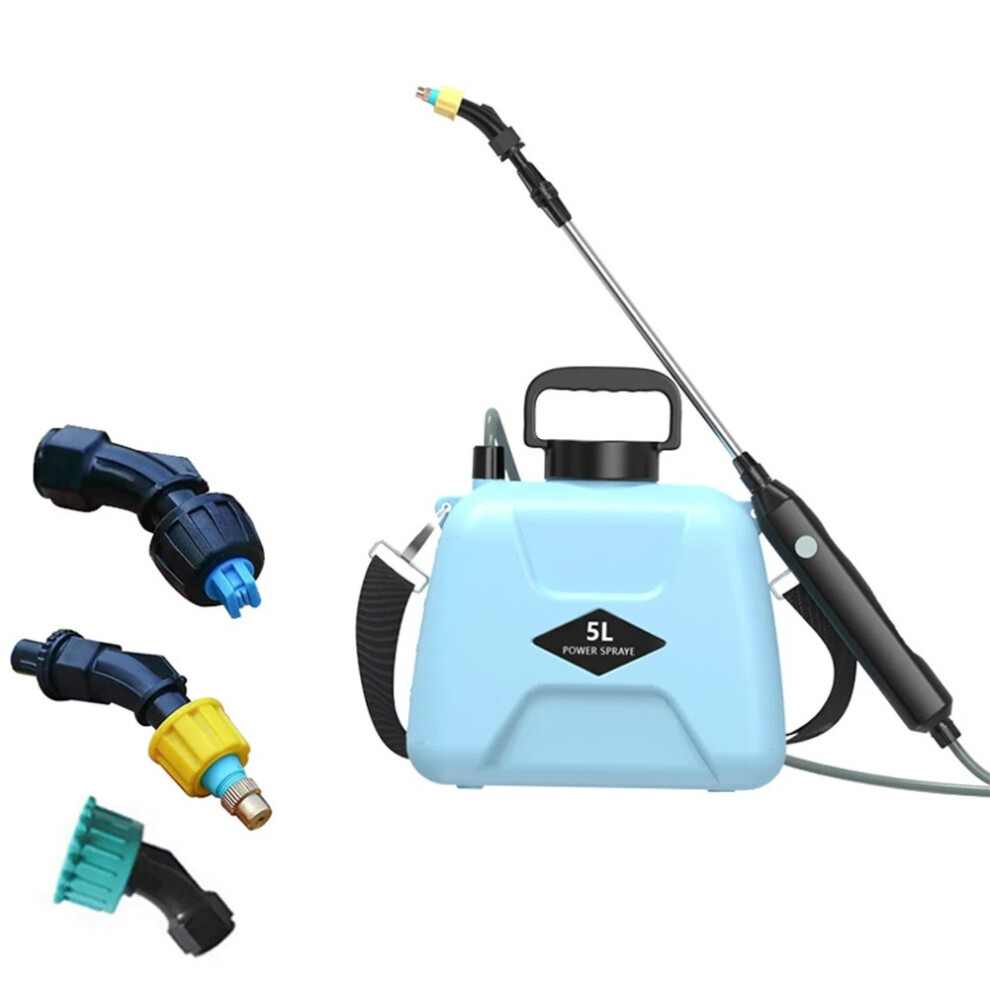 Pulvérisateur électrique multifonction 5 L (bleu, 1 500 mAh) pour plantes, arroseur réglable avec bandoulière
