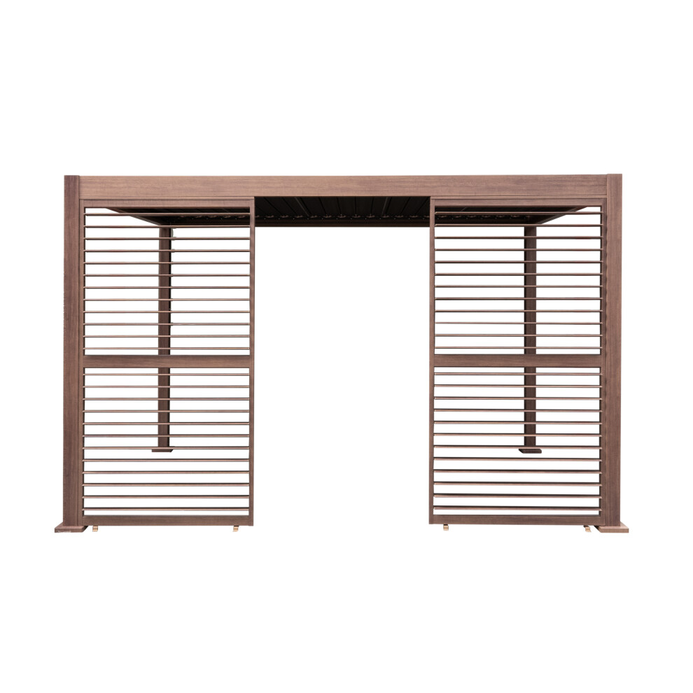 (3 x 4 Pergola with 2 Panels) Metal Pergola Wood Effect Tilting Canopy